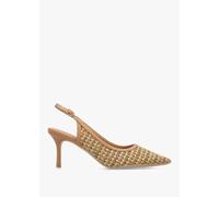 DANIEL Rachel Tan Woven Sling Back Heeled Court Shoes Size: 36, Colour