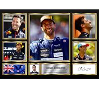 Daniel Ricciardo Signed Autograph Photograph Display - Perfect for F1 Fans, A4 Poster + Black Frame - Limited Edition Autograph Fan Gift - Collectible Memorabilia Merchandise