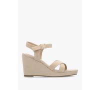 DANIEL Ruth Beige Suede Cross Strap Wedge Sandals Size: 36, Colour: Be