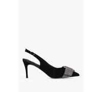 DANIEL Samantha Black Suede Diamante Buckle Heeled Sling Backs Size: 3