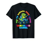 Daniel Schoolchild Personalized Back to School Dino Truck T-Shirt