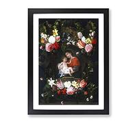 Daniel Seghers Garland Of Flowers Classic Painting Framed Print | A2 Black Framed Wall Art | Ready to Hang | Classic Floral Picture | Living Room Bedroom Lounge Office