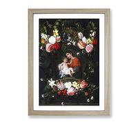 Daniel Seghers Garland Of Flowers Classic Painting Framed Print | A3 Oak Framed Wall Art | Ready to Hang | Classic Floral Picture | Living Room Bedroom Lounge Office