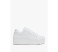 DANIEL Sibwoven White Leather Flatform Trainers Size: 40, Colour: Whit