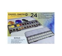 Daniel Smith Extra Fine Watercolor Half Pan Set 24 colors with bonus 24 empty half pans in a metal box 285650113