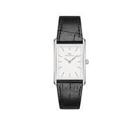 Daniel Wellington Bound 35x24mm Guilloché Silver - Men Watch Stainless Steel Leather Strap Watch