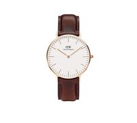 Daniel Wellington Classic Bristol 36mm White Rose Gold Watch - Stainless Steel / Mineral Glass / Leather