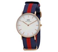 Daniel Wellington Classic Oxford Blue Red Fabric Strap 36mm Womens Watch 0501DW