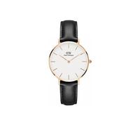 Daniel Wellington DW00100174 Black Leather Watch Steel Pink Gold Woman