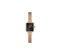 Daniel Wellington Ladies Quadro Mini Melrose Onyx Rose Gold Tone Stainless Steel Mesh Strap Watch