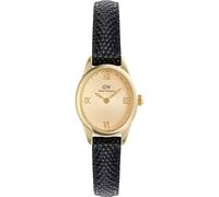 Daniel Wellington Women’s Ophelia Mini 22 x 25.5 mm Gold Dial Leather Strap Watch DW00100897 | Acotis - Mineral Glass / Leather / Stainless Steel