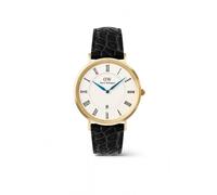 Daniel Wellington Gents Classic Roman Numerals White Dial Black Croc Leather Strap Watch
