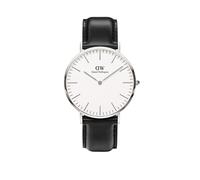 Daniel Wellington Gents Classic Sheffield Silver 40mm White Dial Black Leather Strap Watch