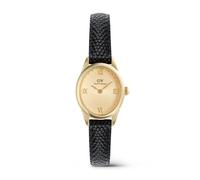 Daniel Wellington Ladies Ophelia Mini Gold Guilloche Dial Black Lizard Leather Strap Watch