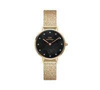 Daniel Wellington Ladies Petite Lumine Pressed Piano 28mm Gold Tone Stainless Steel Mesh Strap Watch