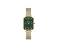 Daniel Wellington Ladies Quadro Pressed Evergold Emerald Dial Gold Tone Stainless Steel Mesh Strap Watch