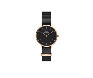 Daniel Wellington Petite Cornwall 28mm Black Rose Gold NATO - Stainless Steel / Mineral Glass