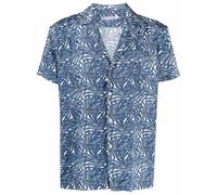 Daniele Alessandrini leaf-print short-sleeved shirt - Blue 39