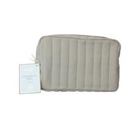 Danielle Creations Cosmetic Makeup Bag Neutral Taupe Quilted Travel Storage