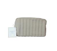 Danielle Creations Cosmetic Makeup Bag Neutral Taupe Quilted Travel Storage