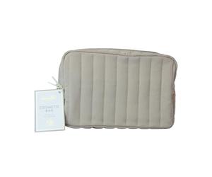 Danielle Creations Cosmetic Makeup Bag Neutral Taupe Quilted Travel Storage