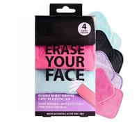 Danielle Creations Erase Your Face Eco Friendly Reusable Make Up Remover Cloths- Multipack Box of 4 Brights