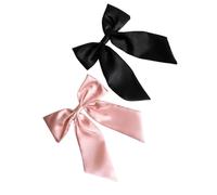 Danielle Creations Large Bow Barette Clips - Pink / Black Set Pink One Size