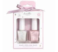 Danielle Creations Nail Polish Duo Set - White & Pink Iridescent Pearlescent Nail Polish - Smooth Glossy Long-Lasting Finish - 2 Bottles in Elegant Gift Box - Easy Step-by-Step Application