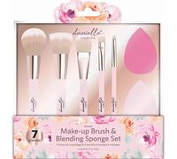 Danielle Creations Spring Floral 7 Piece Cosmetic Brush & Blending Sponge Set