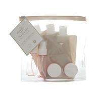 Danielle Creations Travel Toiletry Clear Bag & Cosmetic Bottles Set of 9