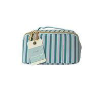 Danielle Creations Women's Cross Zip Quilted Stripe Cosmetic Bag in Blue Danielle Creations Blue