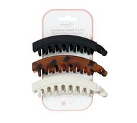 Danielle Creations Women's Curved Banana Hair Clip 3pcs - Black & Nude