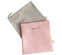 Danielle Creations Zip Slim Flat Make Up Cosmetic Bag Set in Pink Danielle Creations Pink