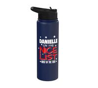 Danielle On The Nice List Funny Christmas Danielle Name Stainless Steel Insulated Water Bottle