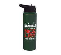 Danielle On The Nice List Funny Christmas Danielle Name Stainless Steel Insulated Water Bottle