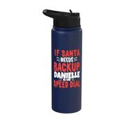 Danielle Santa's Backup Personalized Danielle Christmas Name Stainless Steel Insulated Water Bottle