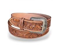 DANIEL'S ARTPLANET Western Belt for Men 1.5” Wide Full Grain One Piece Leather Belt with Buckle Handmade Engraved Tooled, Brown, Fits size 40 jeans