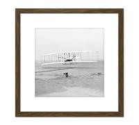 Daniels First Flight Wright Brothers 1903 Photo 8X8 Inch Square Wooden Framed Wall Art Print Picture with Mount Artery8 Brown One Size