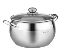 Daniks Classic Induction Casserole with Glass Lid Stainless Steel (6 L, Diameter 24 cm)