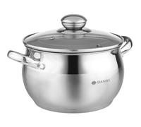Daniks Classic Stainless Steel Stock Pot with Glass Lid | Induction 2.9 Liter 18 cm | Dishwasher Safe Pot | Measuring Scale | Soup Pasta Stew Pot | Silver
