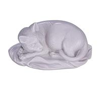 danila-souvenirs Decorative Marble Statue Figurine Sculpture Lying White Cat 10 cm