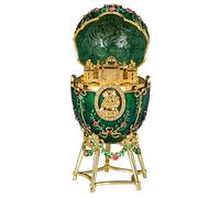 danila-souvenirs Glamorous Style Alexander Palace Easter Egg Trinket Jewel Box 14 cm green
