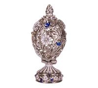 danila-souvenirs Glamorous Style Carved Easter Egg with Flowers and Butterfly 7 cm silver color