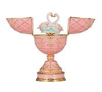 danila-souvenirs Glamorous Style Easter Egg Music Box Trinket Jewel Box with Two Swans 17 cm pink