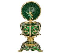 danila-souvenirs Glamorous Style Easter Egg Music Jewelry Box with fairy figurine 12,5 cm green