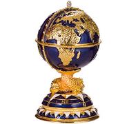 danila-souvenirs Glamorous Style Easter Egg Trinket Jewel Box Globe with Sailing Ship 14,5 cm blue