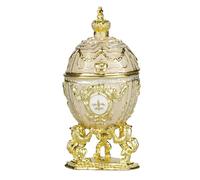 danila-souvenirs Glamorous Style Easter Egg Trinket Jewel Box with Lions and Imperial Crown 7,5 cm cream