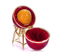 danila-souvenirs Glamorous Style First Hen Easter Egg Trinket Jewel Box with chicken 13 cm red