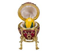 danila-souvenirs Glamorous Style Rosebud Easter Egg Trinket Jewel Box with Flower 9,5 cm red