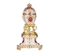 danila-souvenirs Glamorous Style Royal Danish Easter Egg (Danish Jubilee) Trinket Jewel Box with Lions 13 cm red